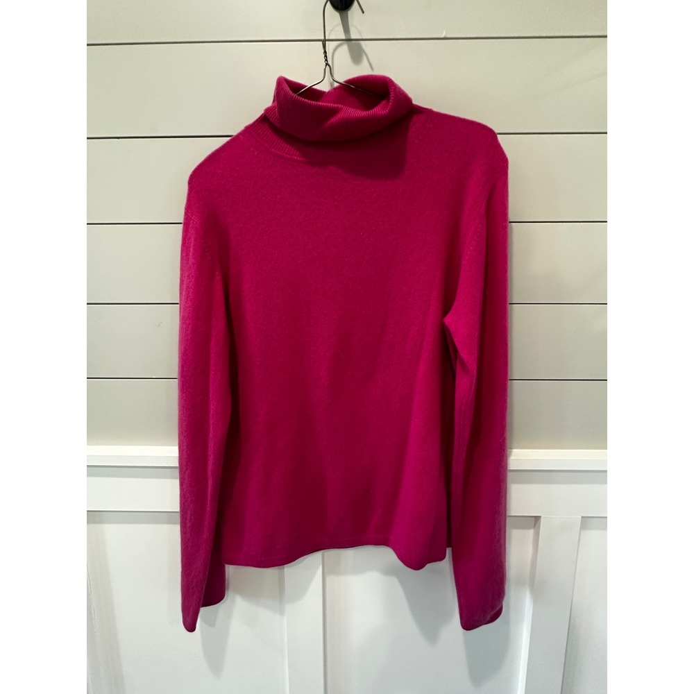 Apt 9 Raspberry 100% Cashmere Turtleneck‎ Sweater Womens Medium Fuchsia Knit